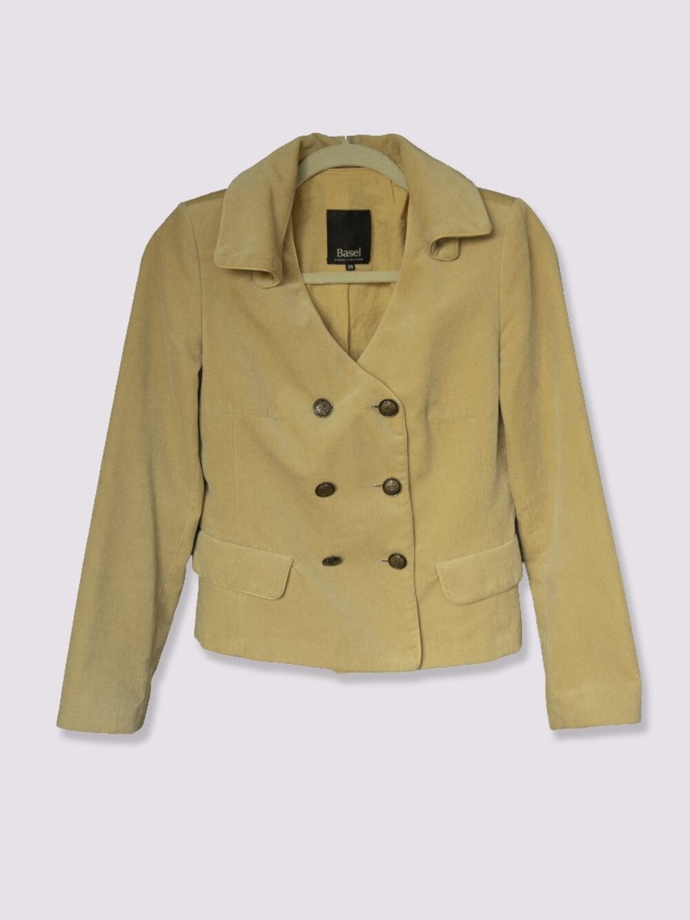 Basel Velvet Military Jacket Butter Yellow Double Breasted Victorian Stempunk
